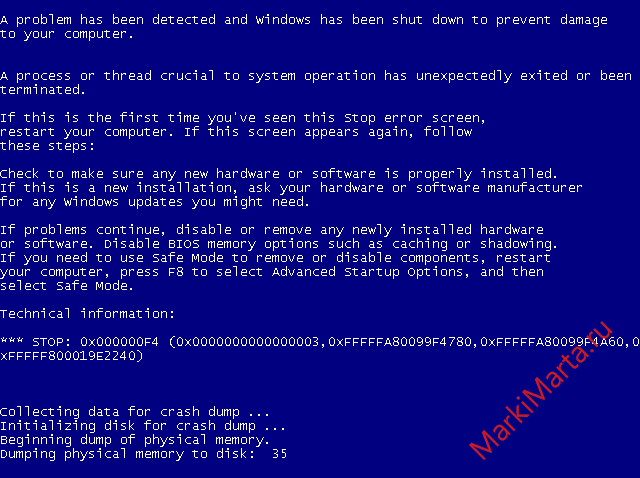 Рис.3. Синий экран Windows Рис.3. Синий экран Windows