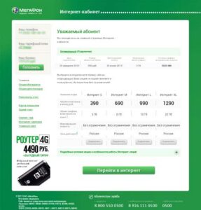Страница пользователя Мегафон