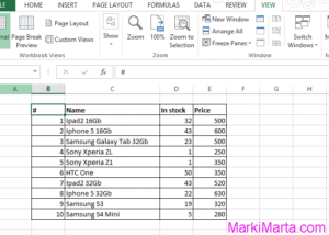 Figure 1. Excel table