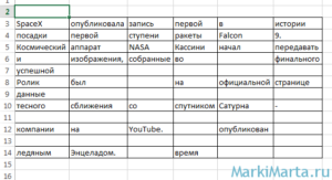 Рисунок 1. Таблица Excel с пустыми ячейками