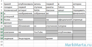 Рисунок 5. Выделенные пустые ячейки