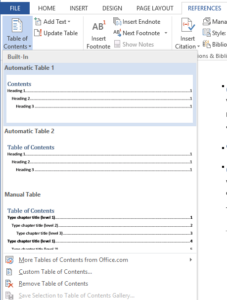 Figure 1. Create automatically a Table of Contents in Microsoft Word
