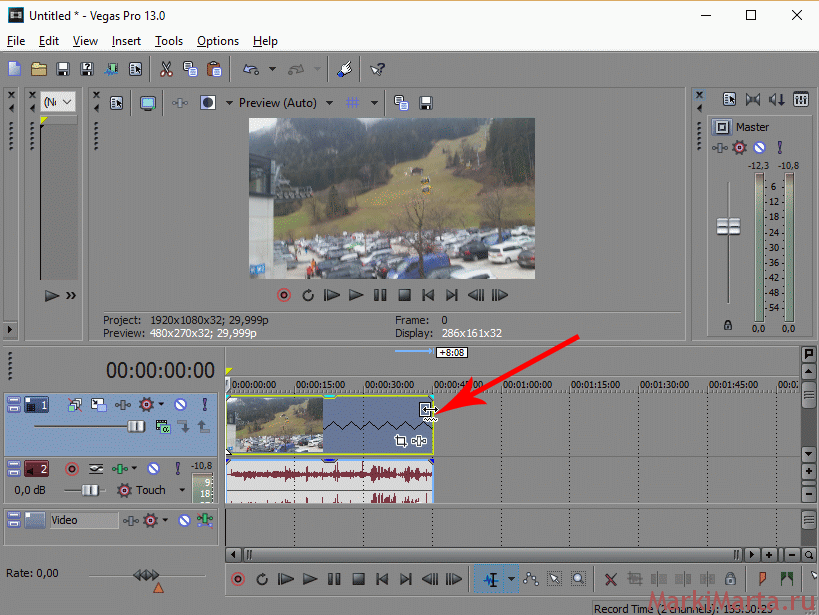 Ускорить или замедлить видео Sony Vegas Pro