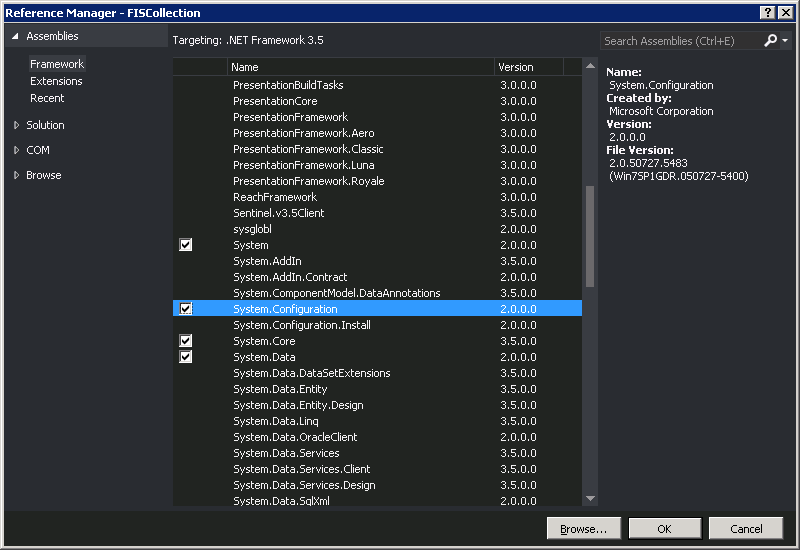 Figure 2. Adding reference "System.Configuration"