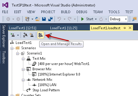 Figure 1. "Open and Mange Results" button