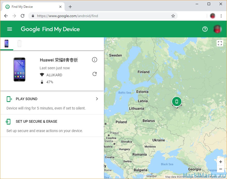 Поиск телефона через Google